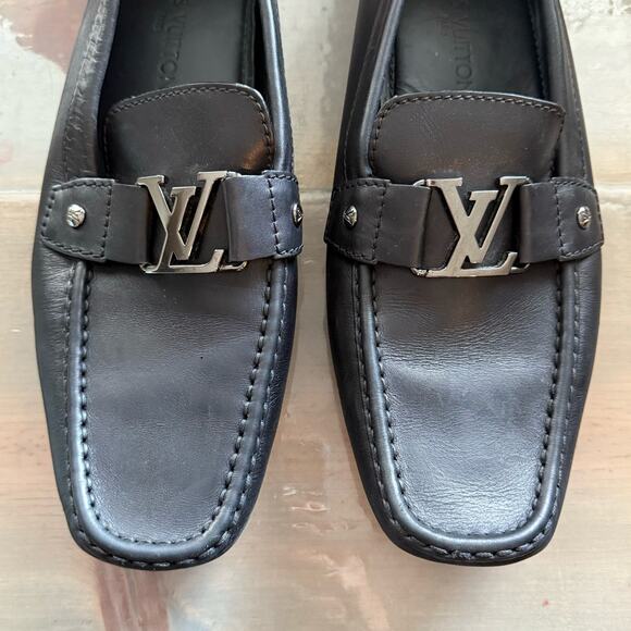 Louis Vuitton Black Monte Carlo Moccasin Loafers Sz 10 - Picture 9 of 14